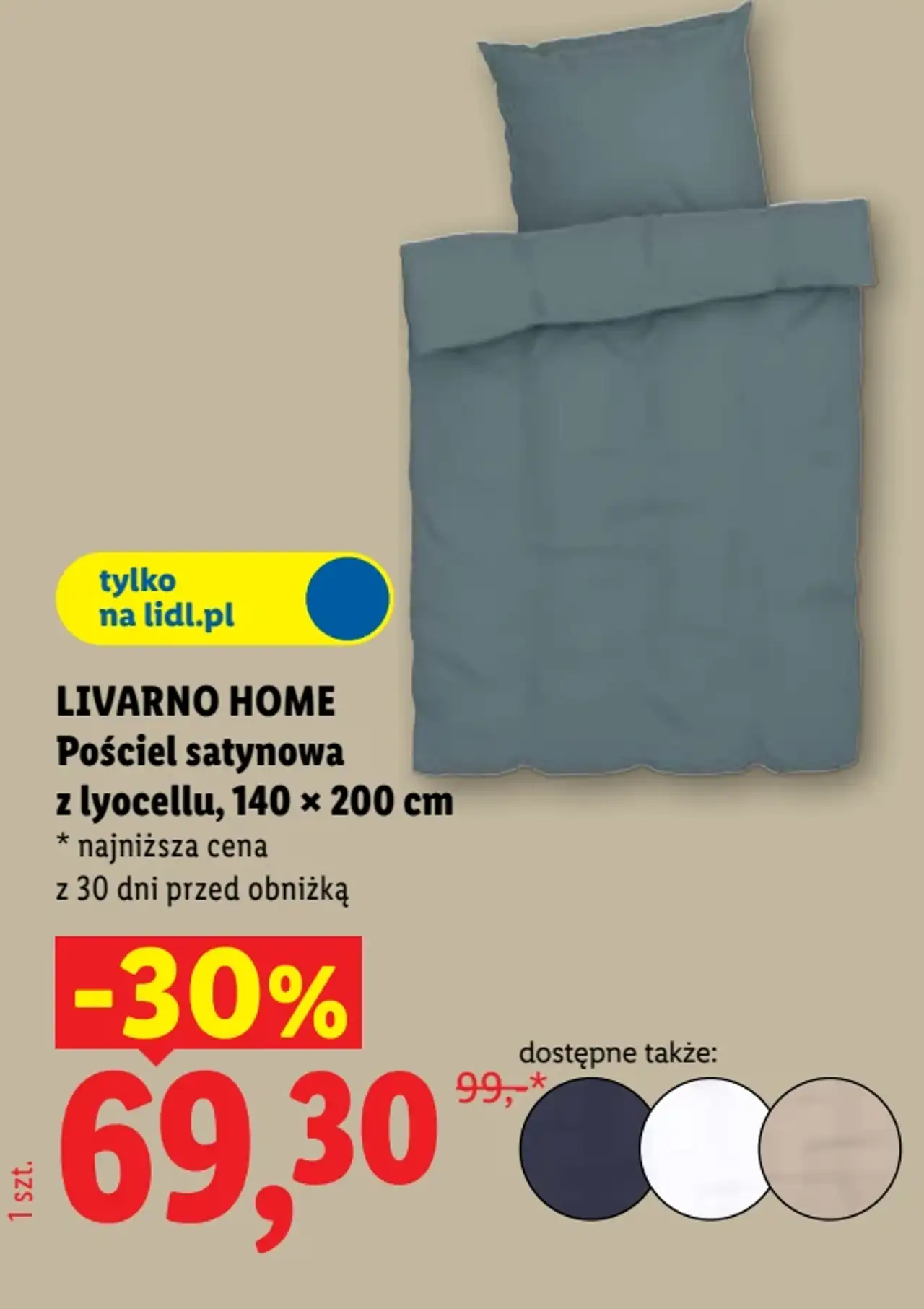 LIVARNO HOME Pościel satynowa z lyocellu, 140 × 200 cm