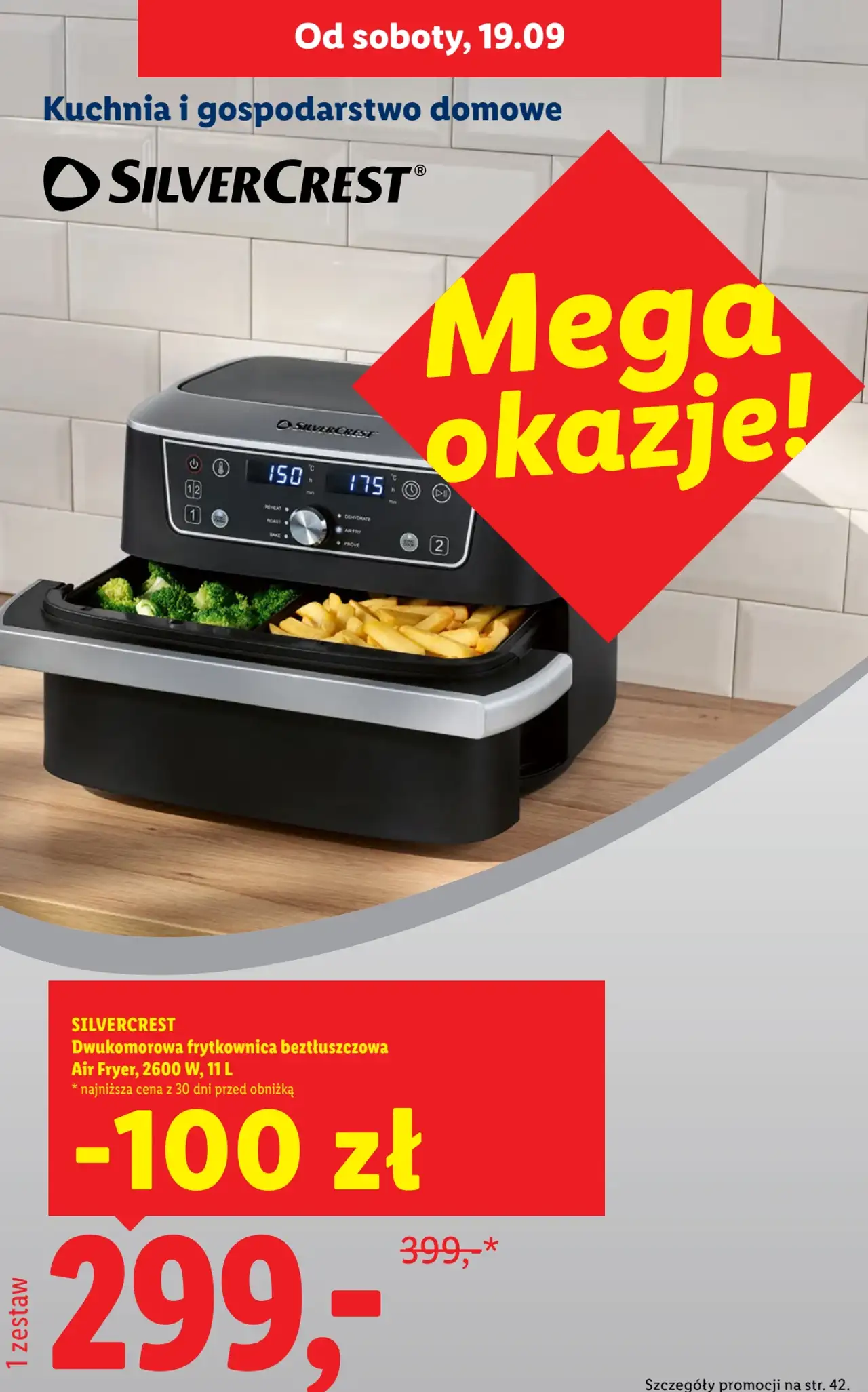 SILVERCREST Dwukomorowa frytkownica beztłuszczowa Air Fryer, 2600 W, 11 L