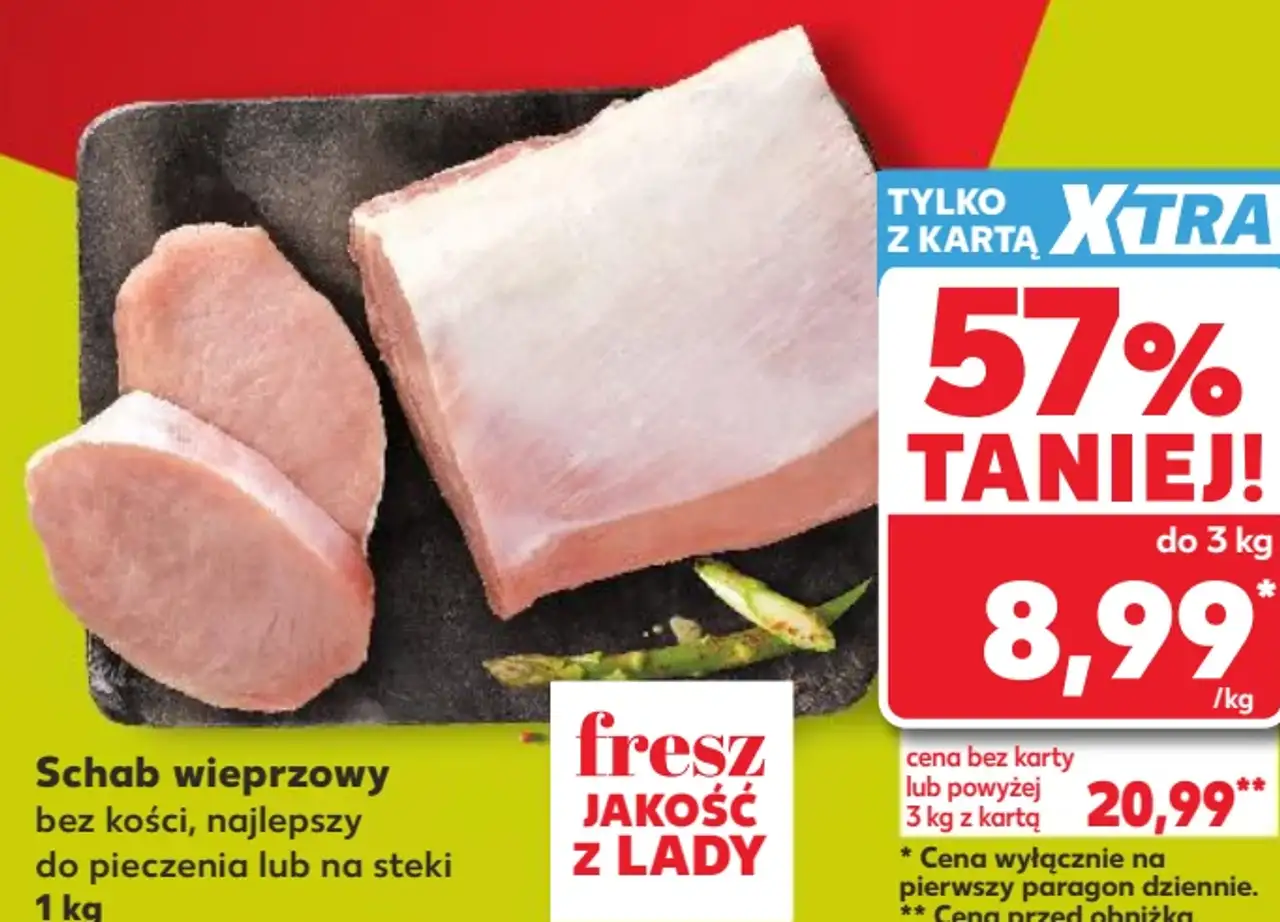 Schab wieprzowy bez kości, najlepszy do pieczenia lub na steki