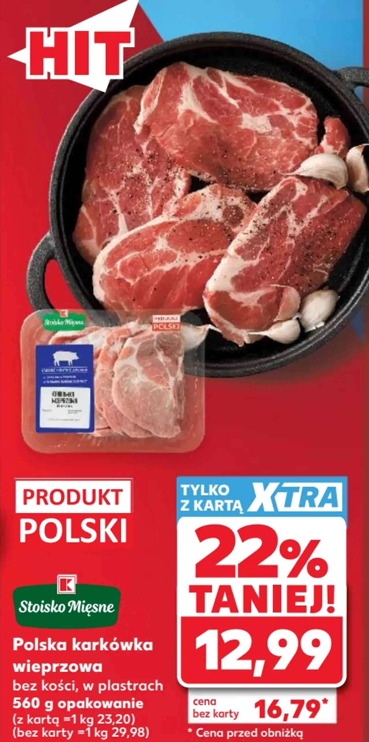 Stoisko Mięsne Polska karkówka wieprzowa bez kości, w plastrach