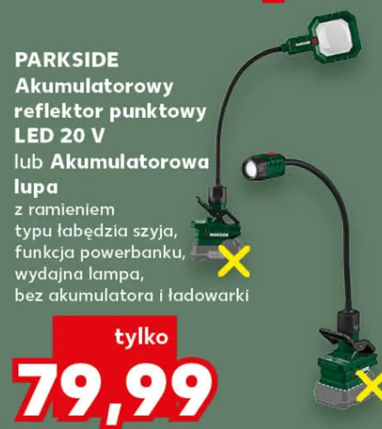 Parkside Akumulatorowy reflektor punktowy LED 20 V lub Akumulatorowa lupa