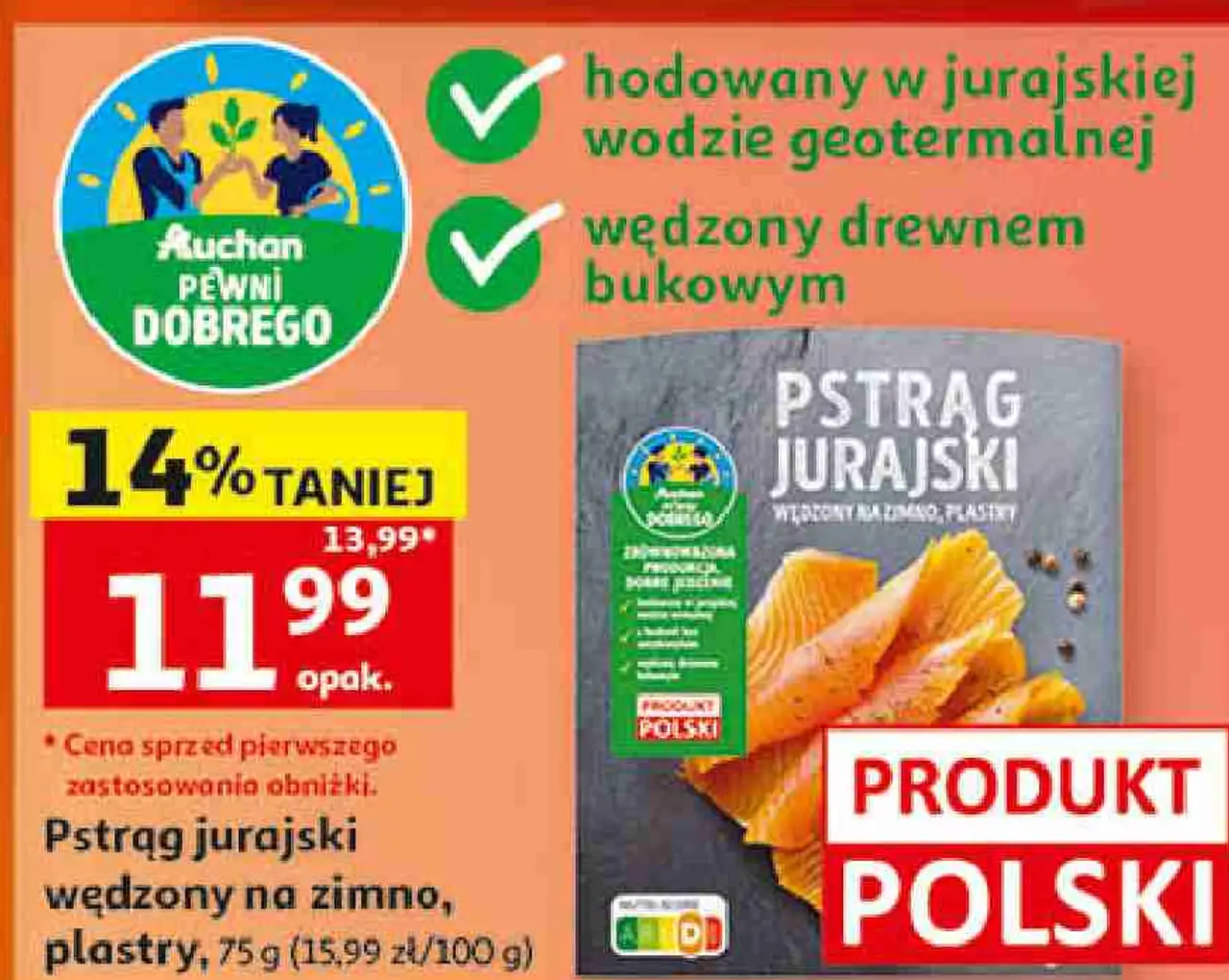 Pstrąg jurajski wędzony na zimno, plastry