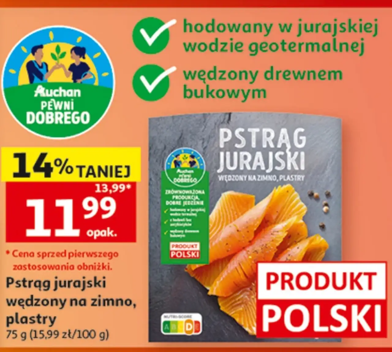 Pstrąg jurajski wędzony na zimno, plastry Pewni Dobrego
