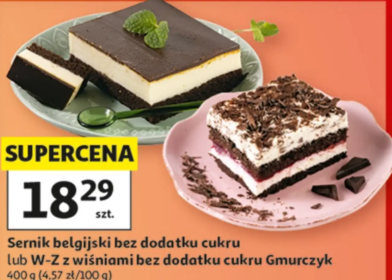 Sernik belgijski bez dodatku cukru lub W-Z z wiśniami bez dodatku cukru Gmurczyk