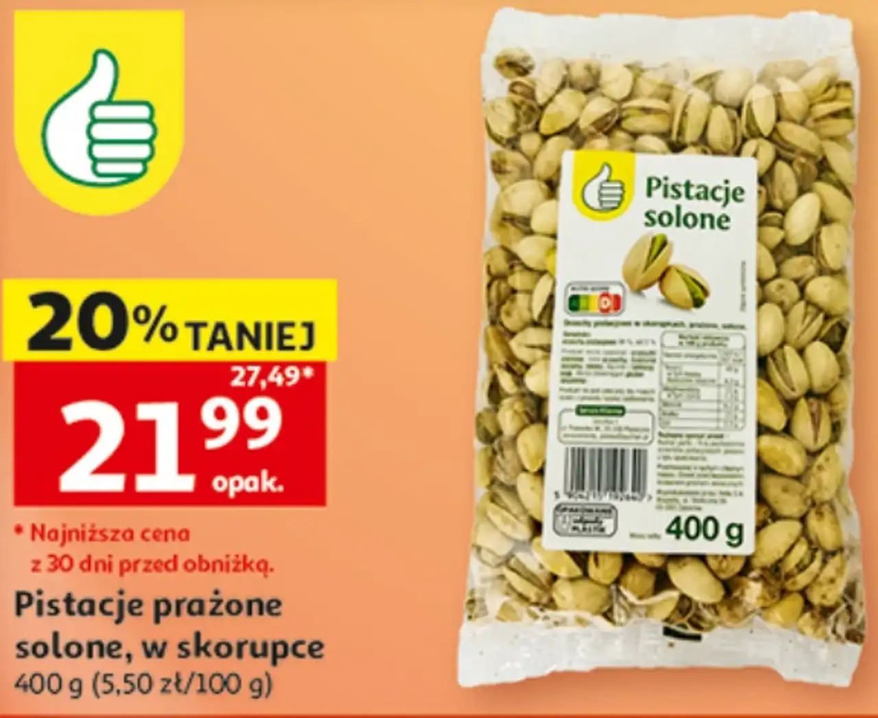 Pistacje prażone solone, w skorupce