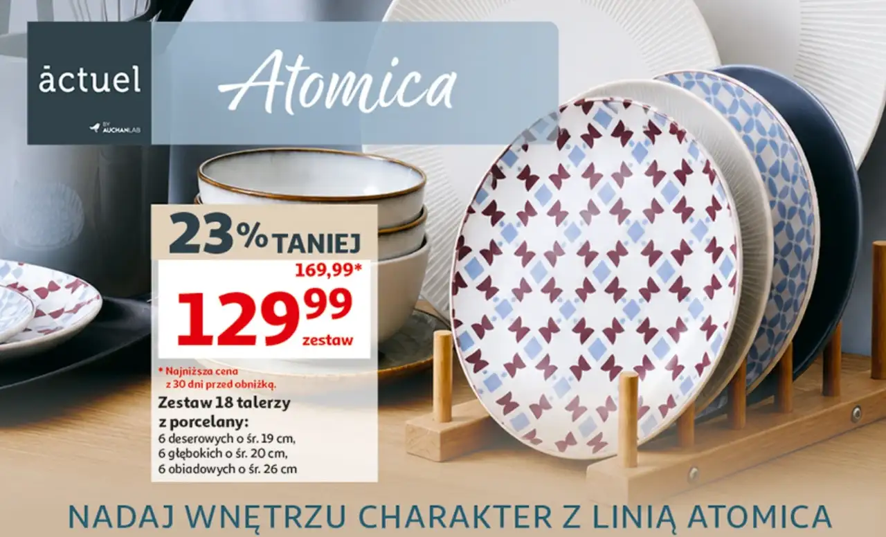 Zestaw 18 talerzy z porcelany actuel Atomica