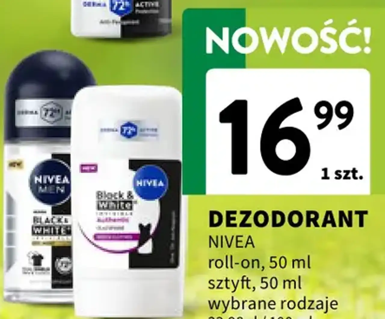 Dezodorant Nivea Black & White roll-on / sztyft