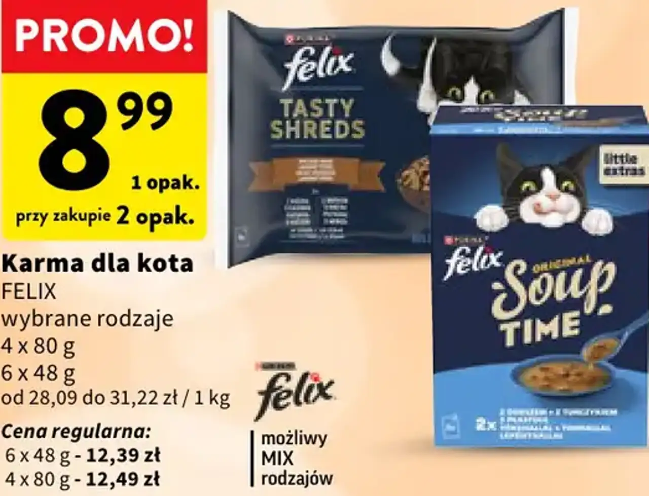 Karma dla kota FELIX wybrane rodzaje