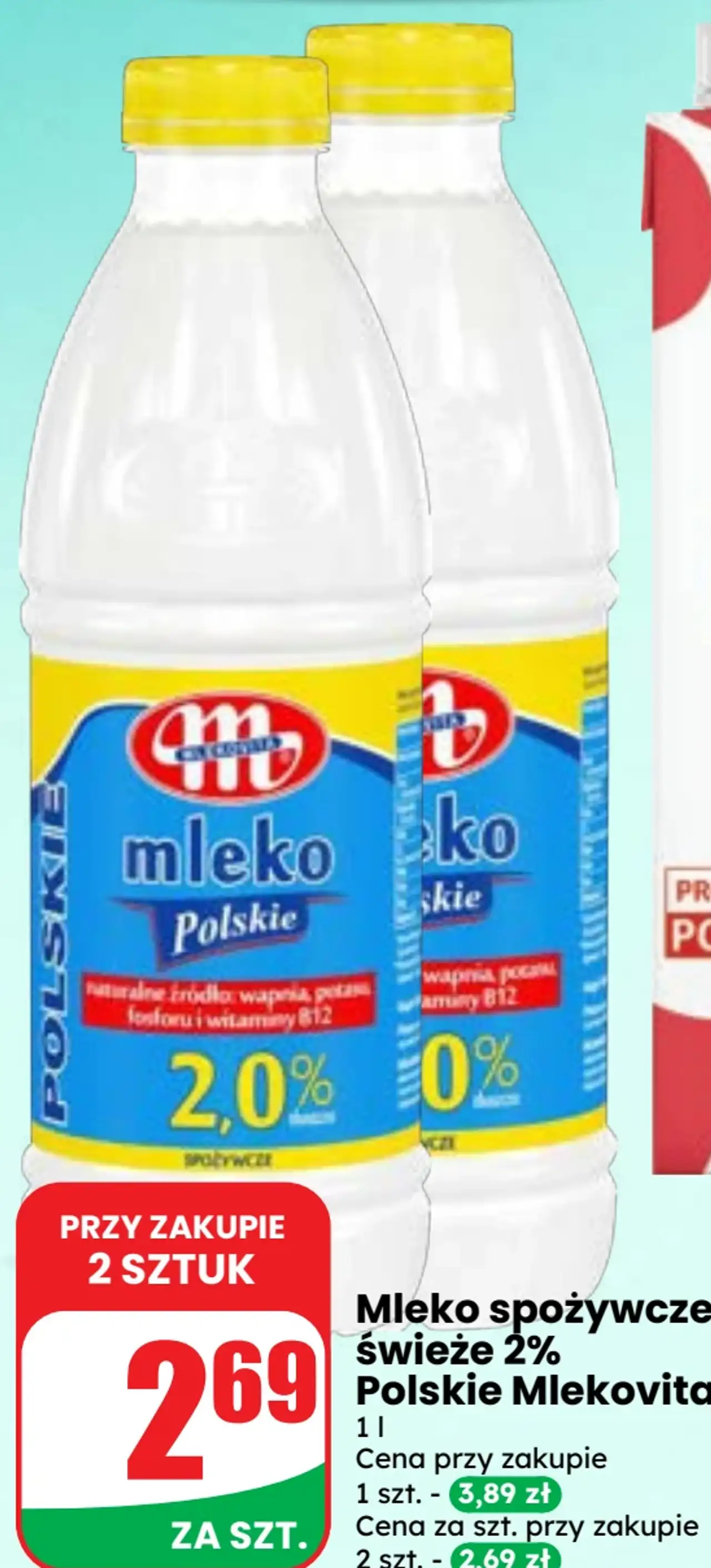 Mleko spożywcze świeże 2% Polskie Mlekovita