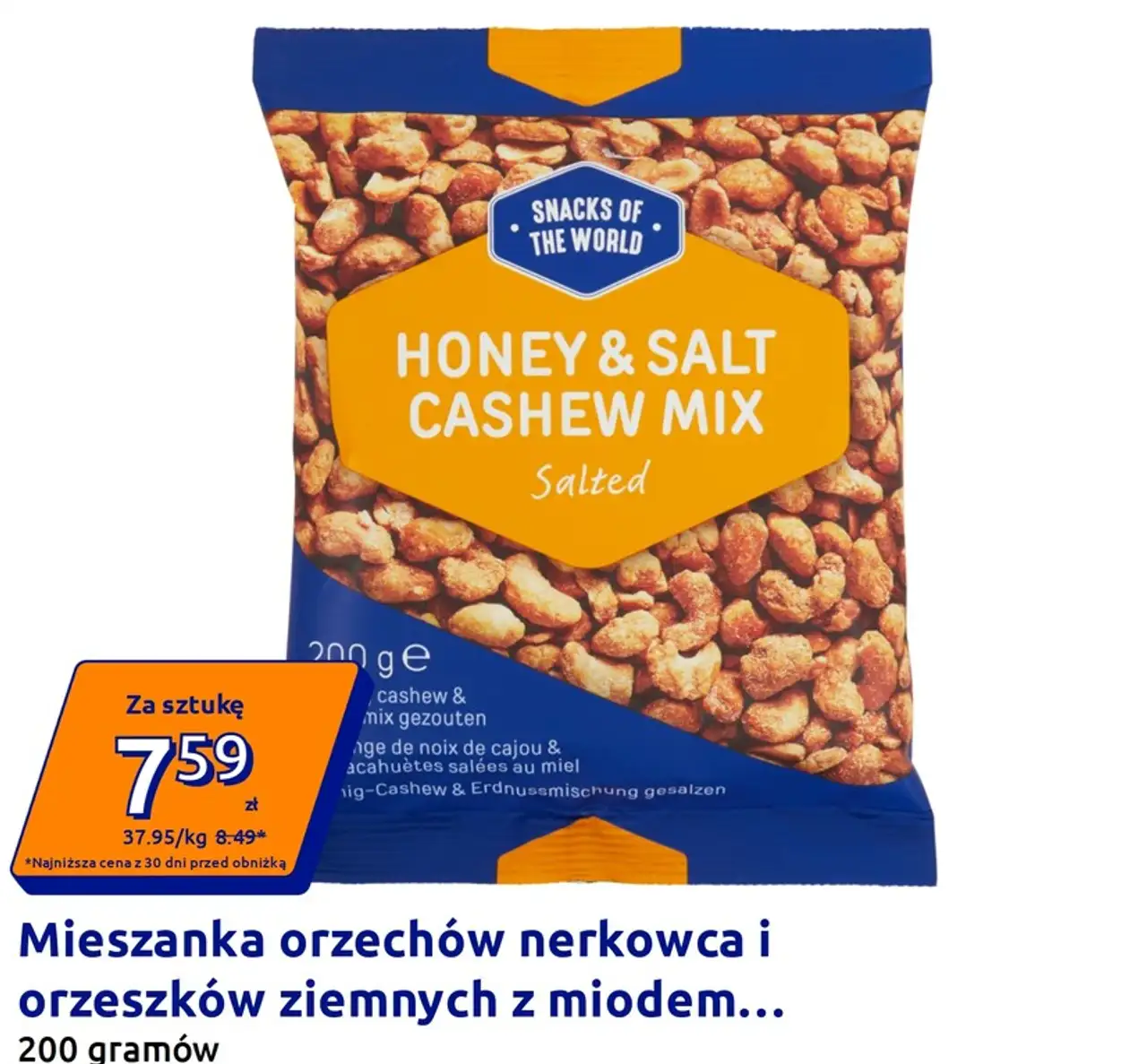 Mieszanka orzechów nerkowca i orzeszków ziemnych z miodem i solą Snacks of the World