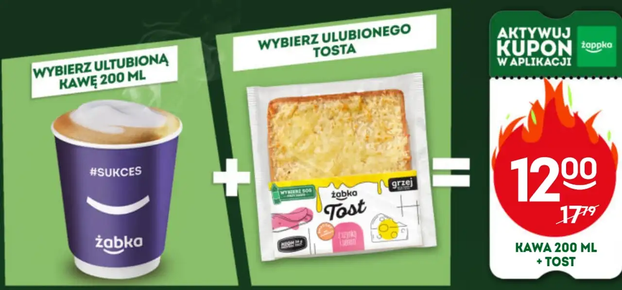 Zestaw: Kawa 200 ml + Tost żabka