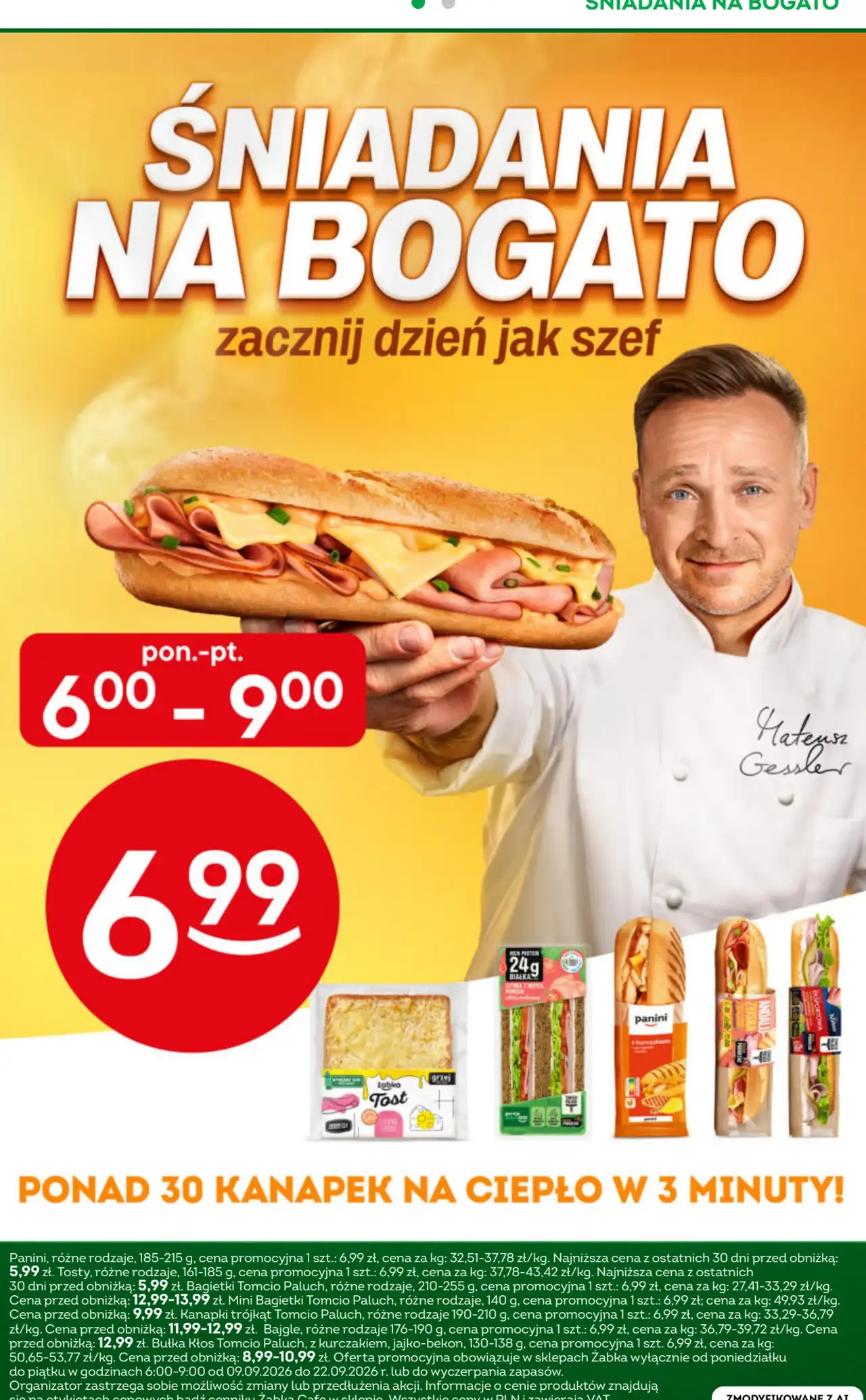 Kanapki na ciepło (Tosty Żabka, Panini, Bagietki Tomcio Paluch, Bajgle, Kanapki trójkąt)
