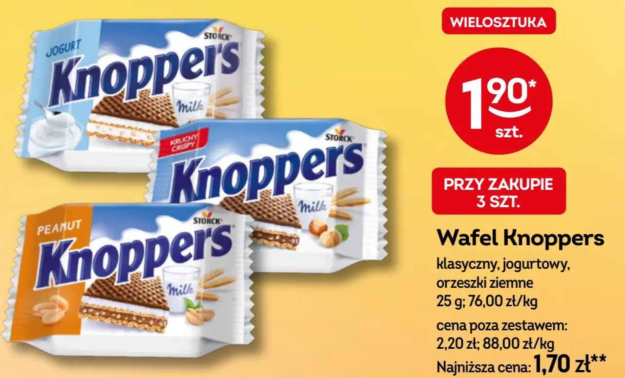 Wafel Knoppers klasyczny, jogurtowy, orzeszki ziemne