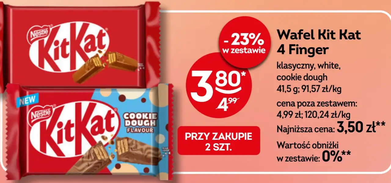 Wafel Kit Kat 4 Finger klasyczny, white, cookie dough