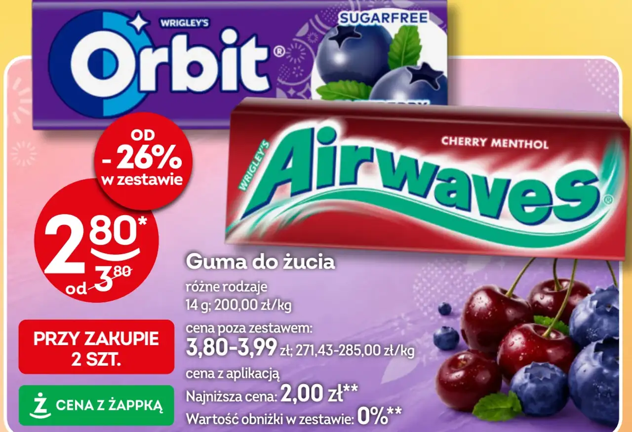 Orbit / Airwaves Guma do żucia różne rodzaje