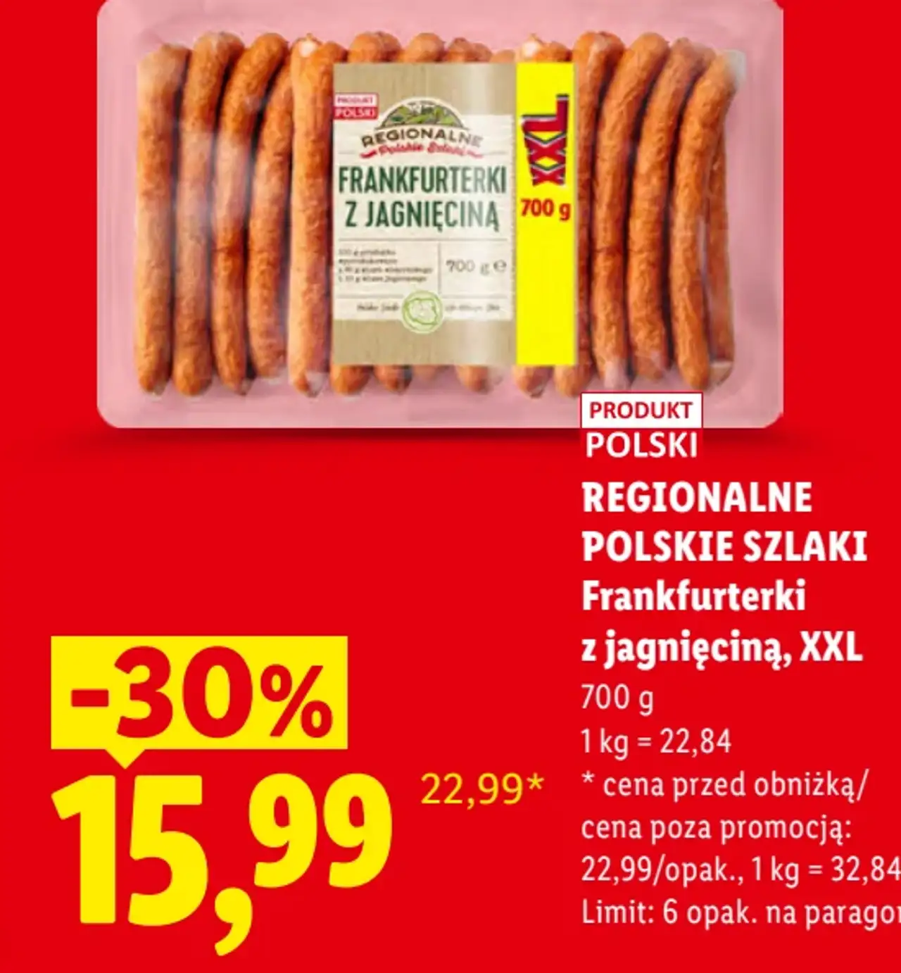 REGIONALNE POLSKIE SZLAKI Frankfurterki z jagnięciną, XXL