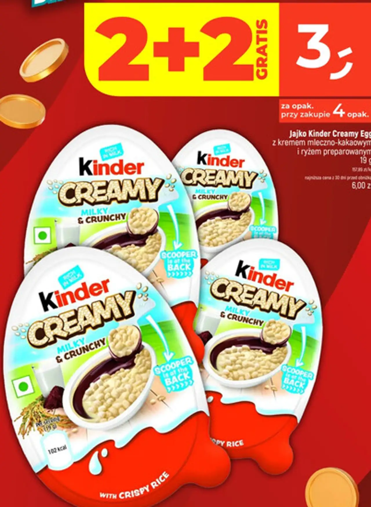 Kinder Creamy Egg Jajko z kremem mleczno-kakaowym i ryżem preparowanym 19 g
