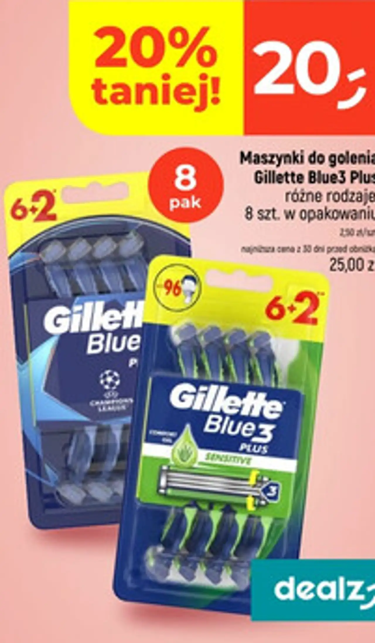 Maszynki do golenia Gillette Blue3 Plus różne rodzaje, 8 szt. w opakowaniu