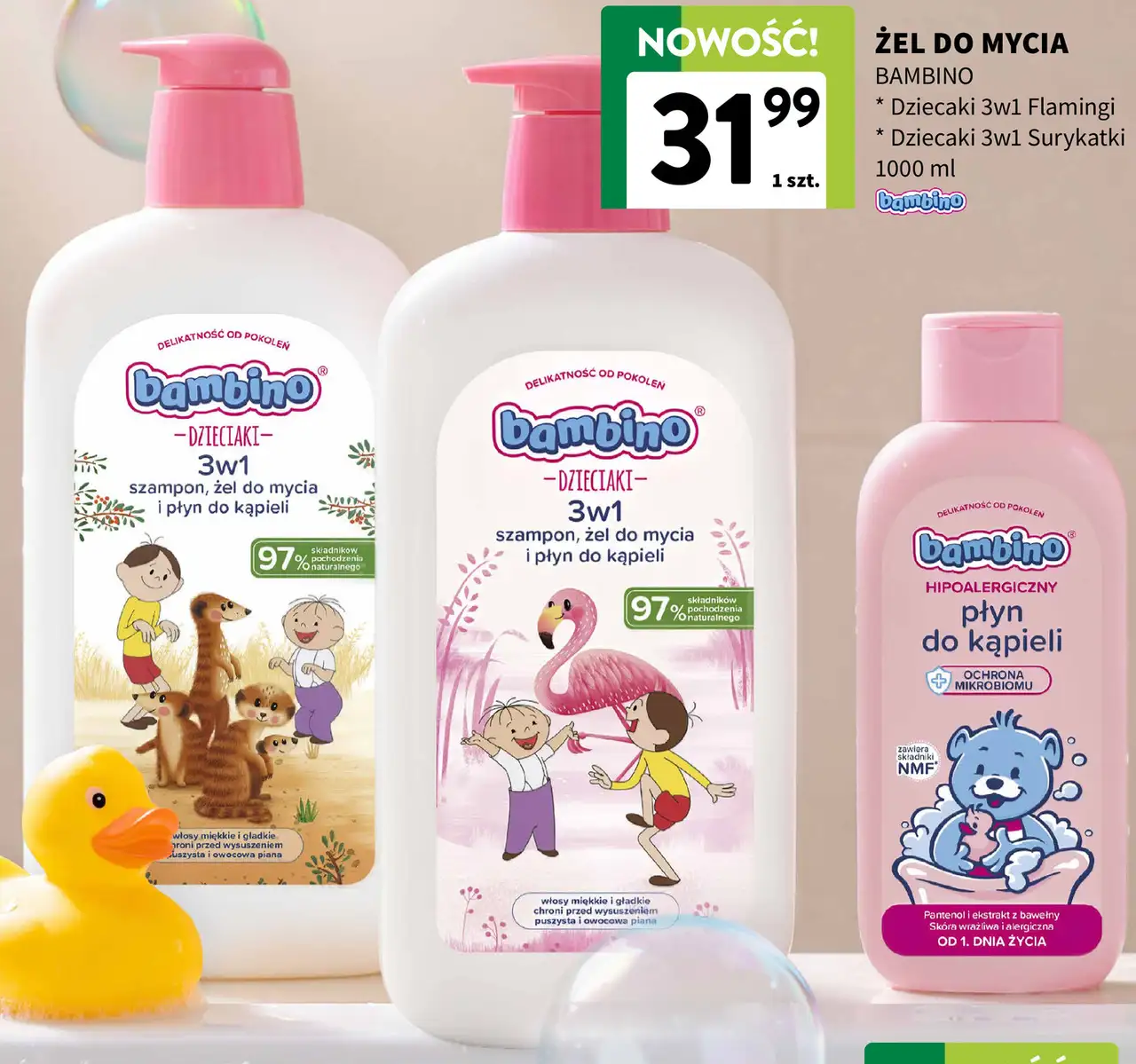 Bambino Dzieciaki 3w1 szampon, żel do mycia i płyn do kąpieli