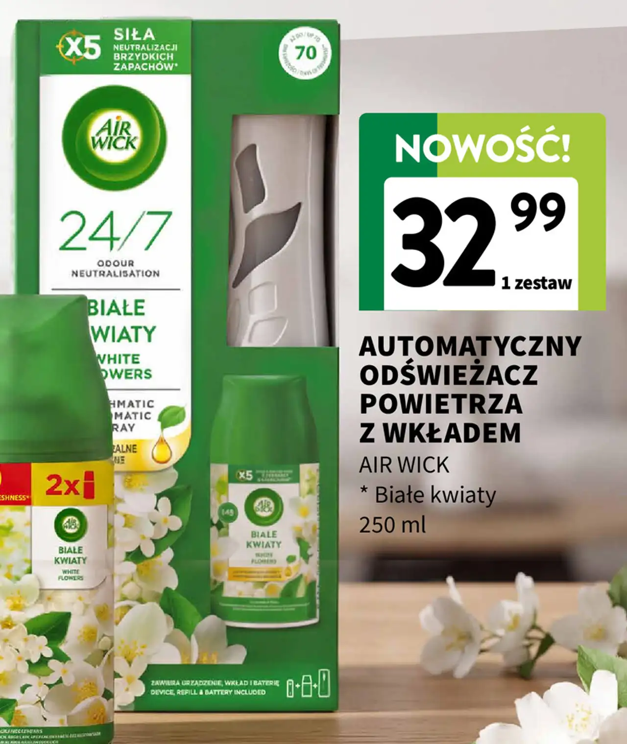 Automatyczny odświeżacz powietrza z wkładem Air Wick Białe kwiaty