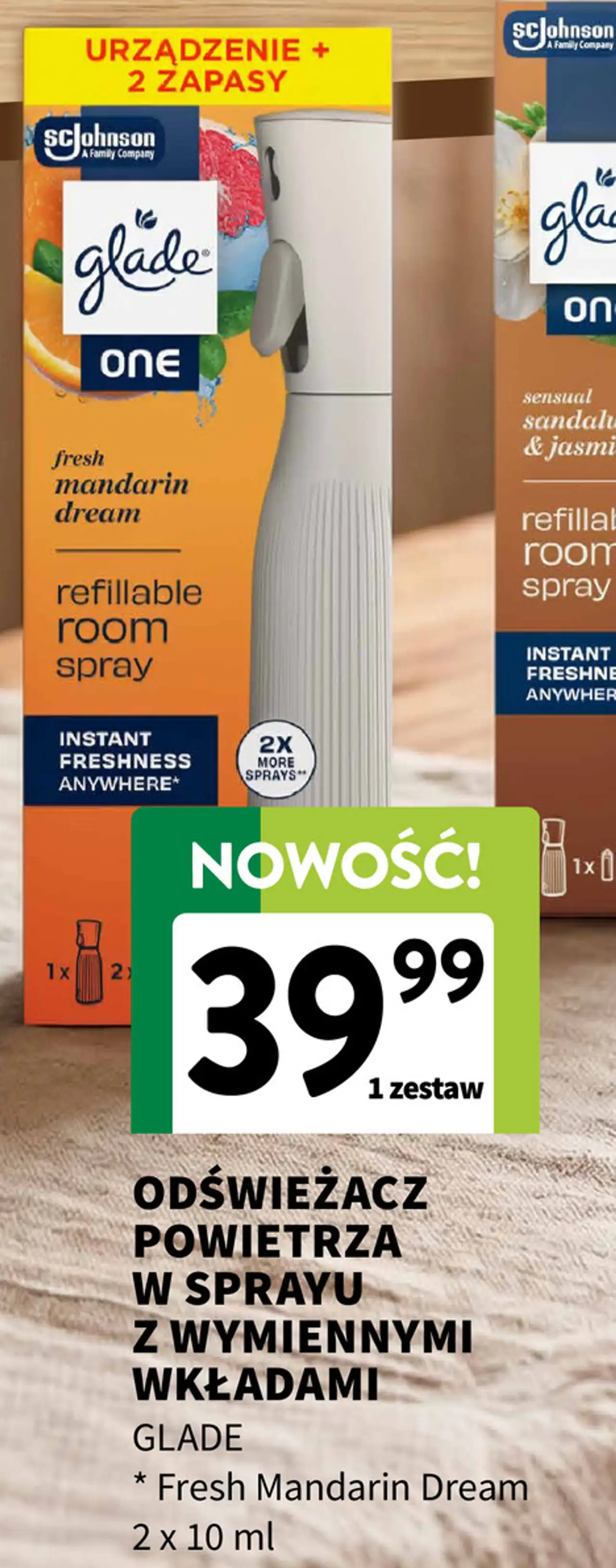 Odświeżacz powietrza w sprayu z wymiennymi wkładami Glade Fresh Mandarin Dream