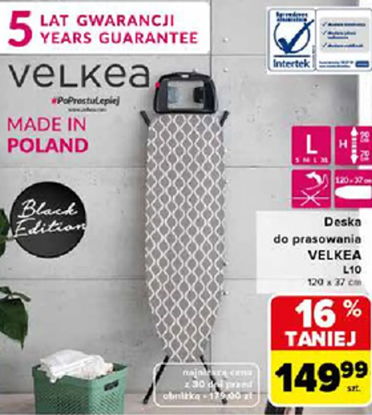 Deska do prasowania VELKEA L10 120 x 37 cm
