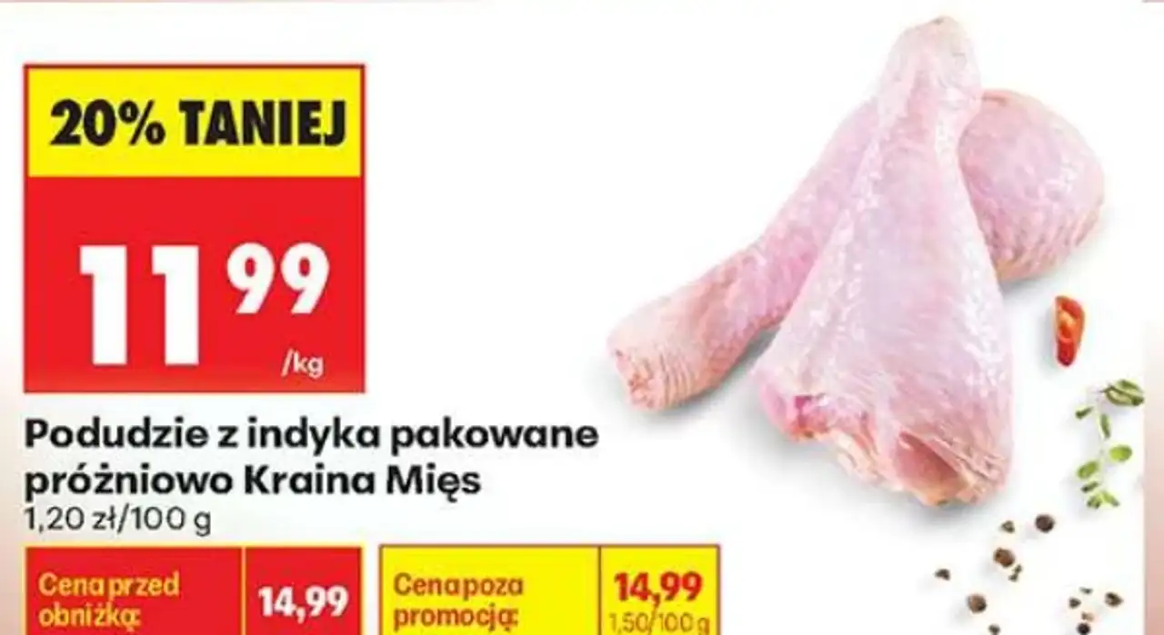 Podudzie z indyka pakowane próżniowo Kraina Mięs
