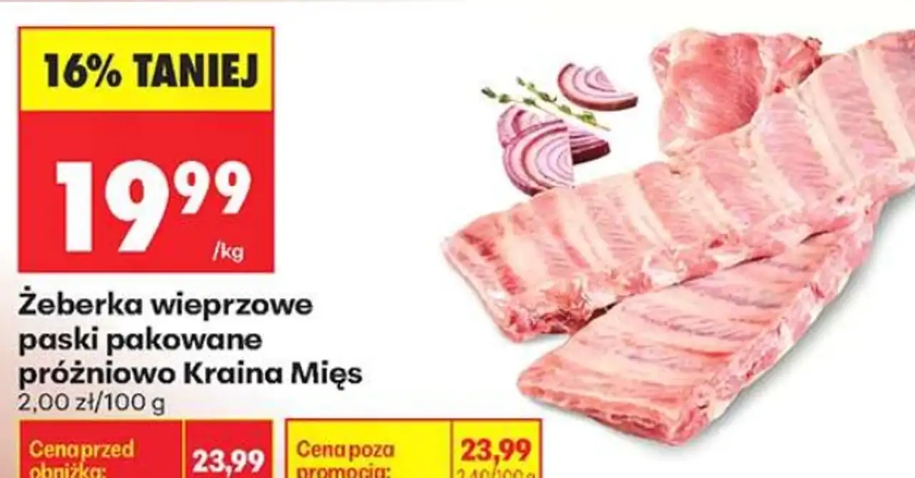 Żeberka wieprzowe paski pakowane próżniowo Kraina Mięs