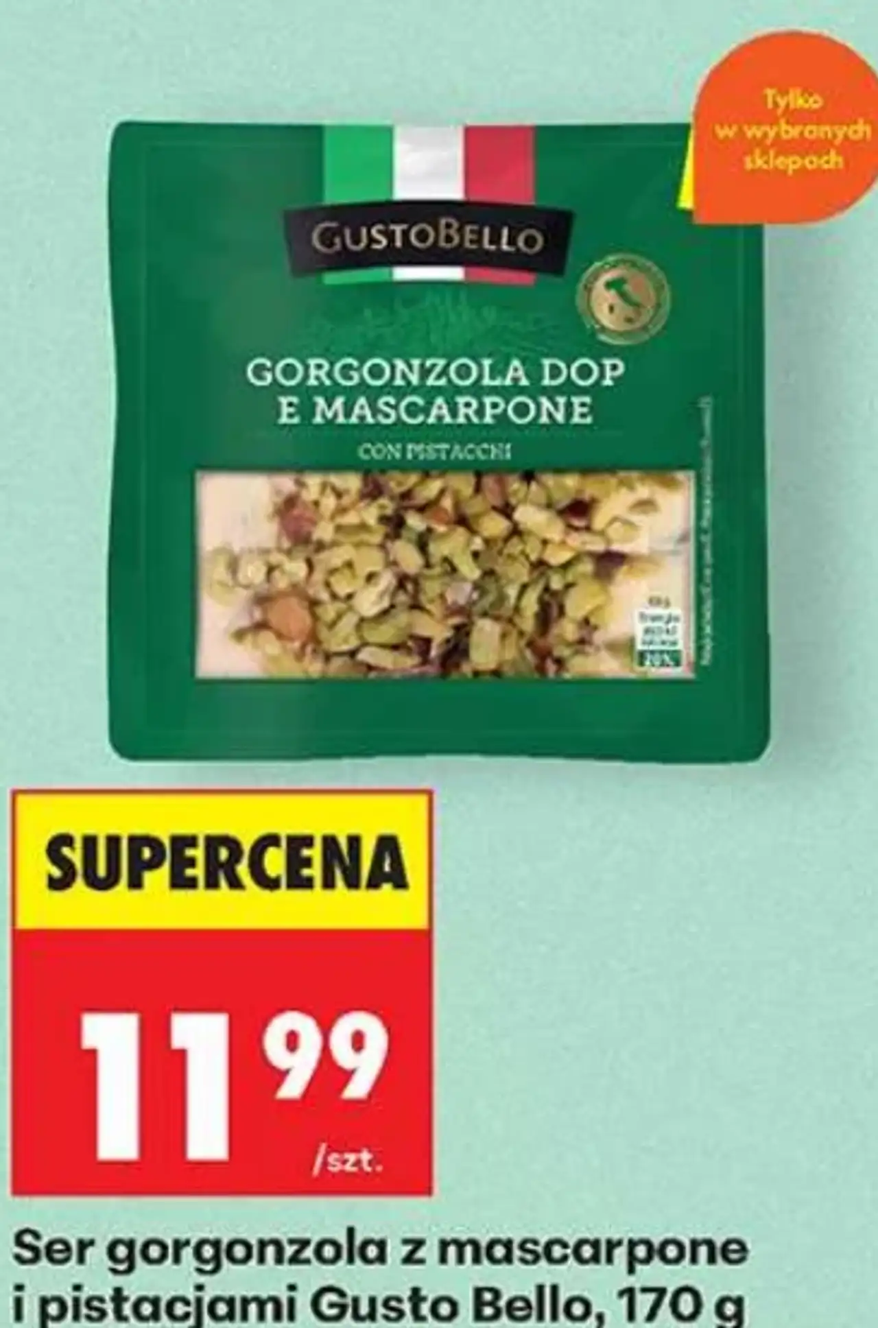 Ser gorgonzola z mascarpone i pistacjami Gusto Bello, 170 g