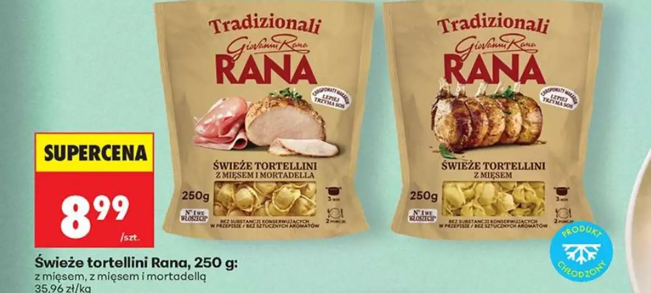 Świeże tortellini Rana z mięsem, z mięsem i mortadellą