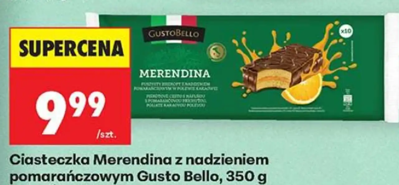 Ciasteczka Merendina z nadzieniem pomarańczowym Gusto Bello, 350 g