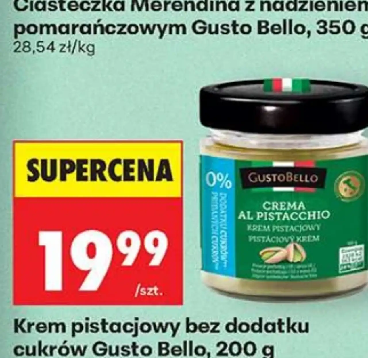 Krem pistacjowy bez dodatku cukrów Gusto Bello, 200 g