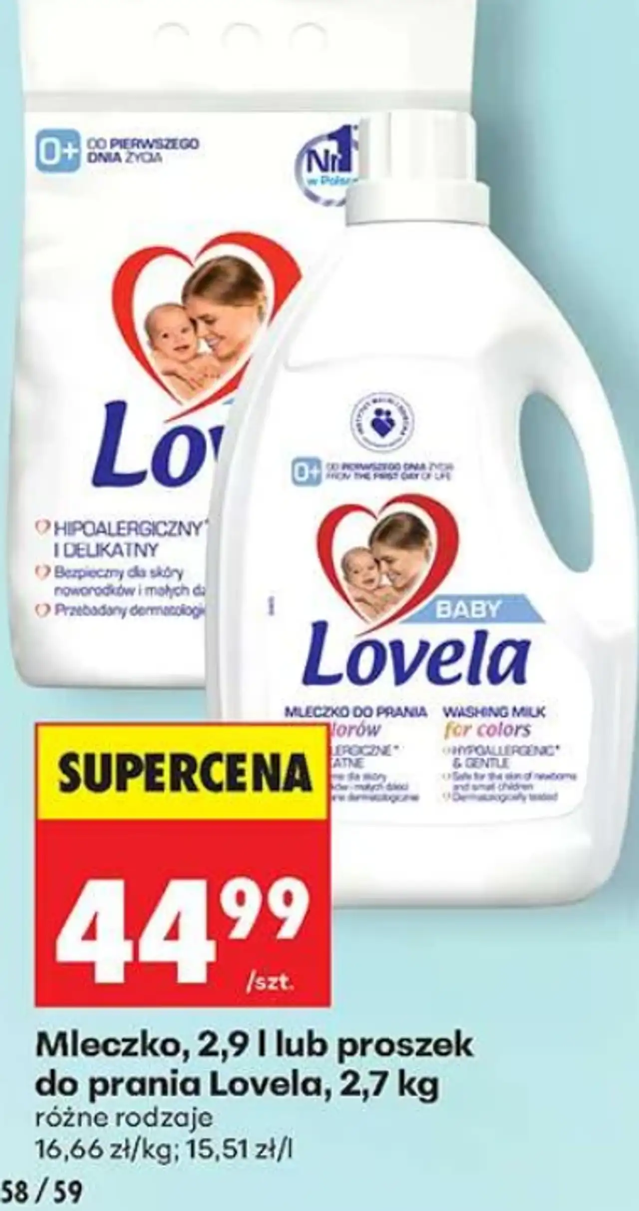 Lovela Baby Mleczko do prania, 2,9 l lub proszek do prania, 2,7 kg