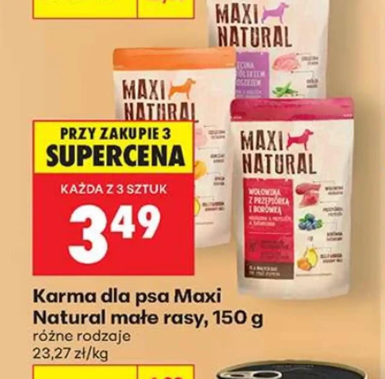 Karma dla psa Maxi Natural małe rasy, 150 g