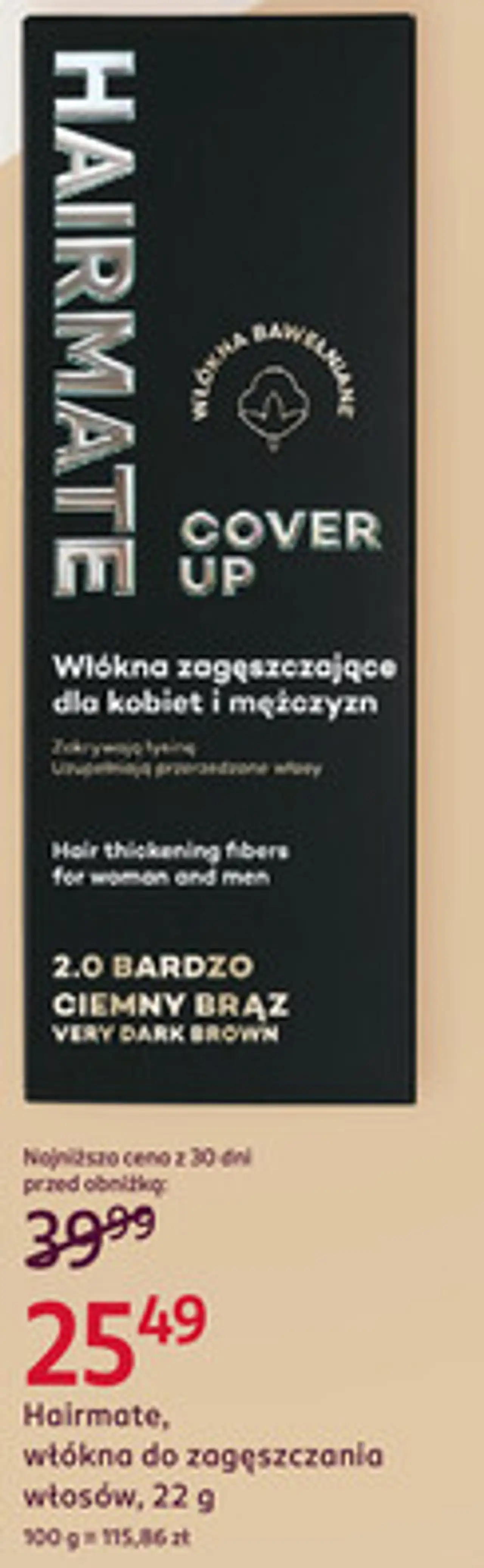 Hairmate, włókna do zagęszczania włosów, 22 g