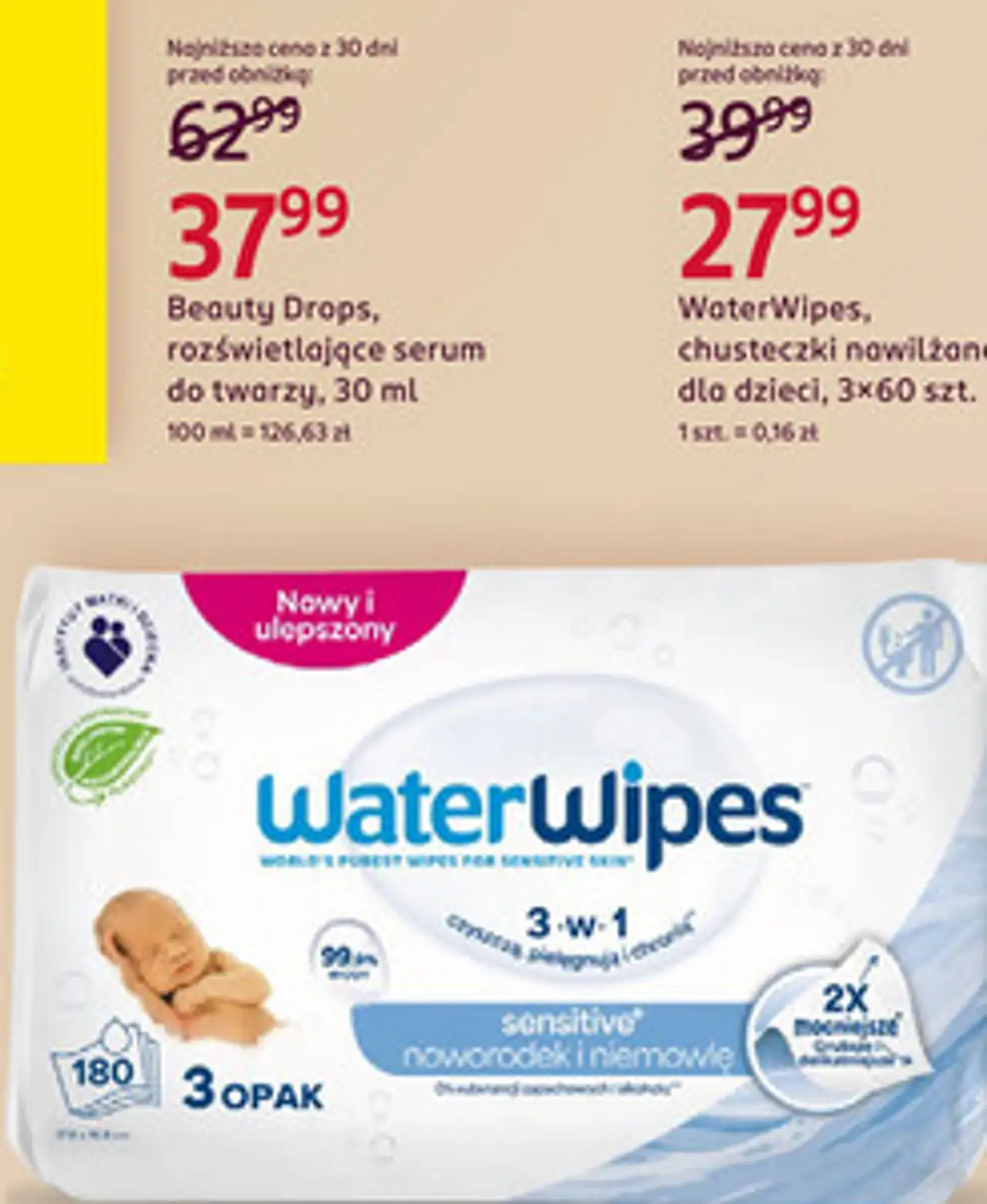 WaterWipes, chusteczki nawilżane dla dzieci, 3x60 szt.