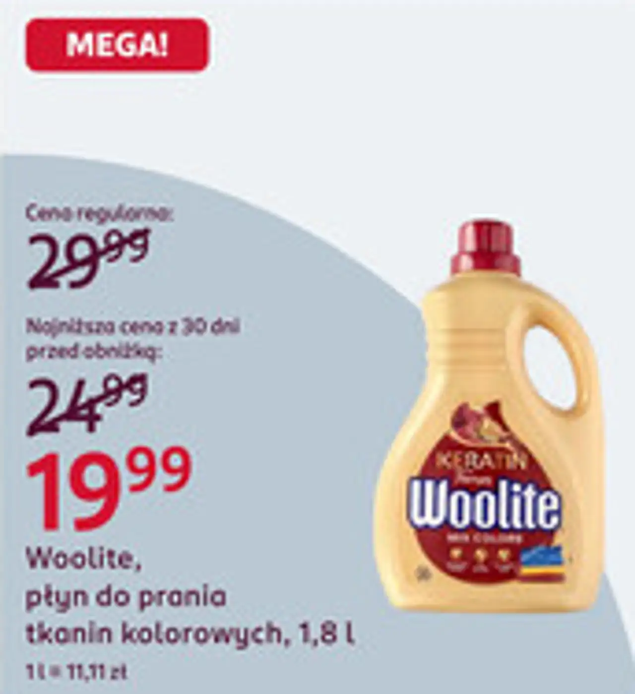 Woolite, płyn do prania tkanin kolorowych, 1,8 l