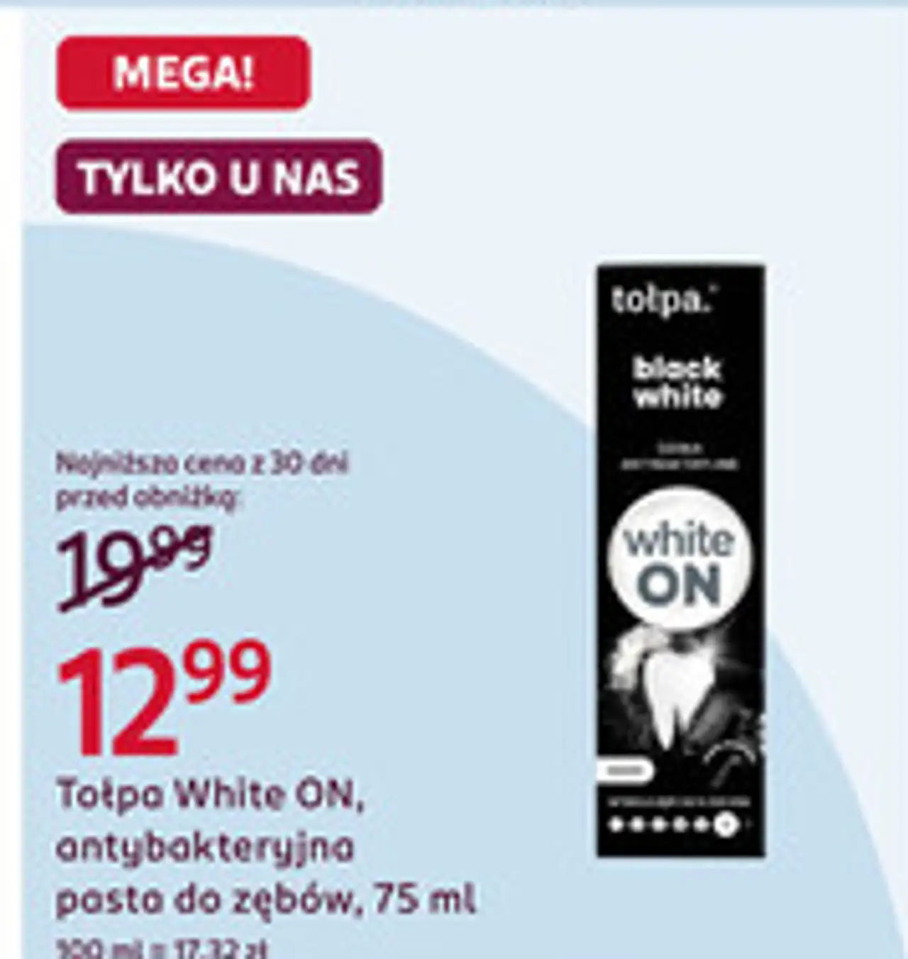Tołpa White ON, antybakteryjna pasta do zębów, 75 ml
