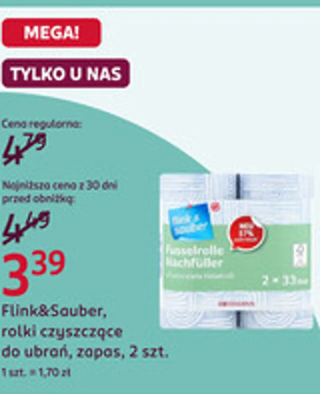 Flink&Sauber, rolki czyszczące do ubrań, zapas, 2 szt.