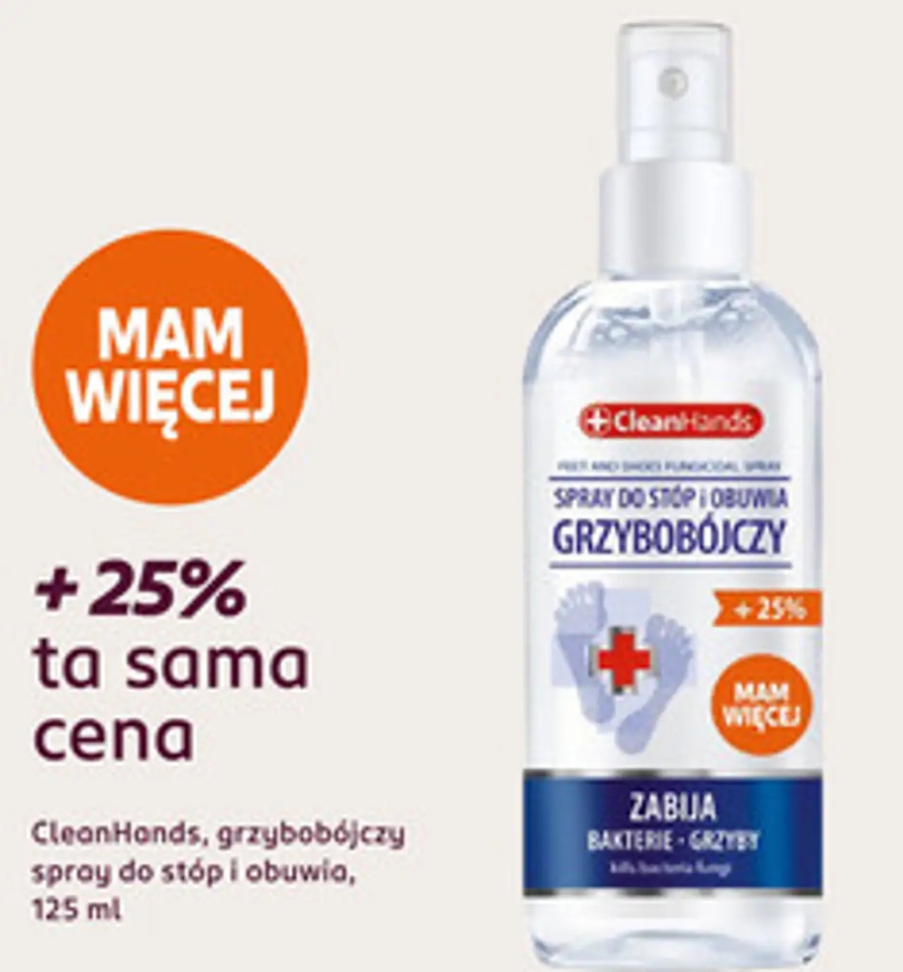 CleanHands, grzybobójczy spray do stóp i obuwia, 125 ml