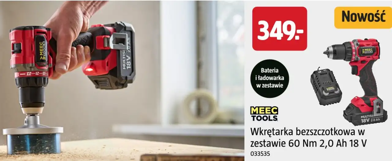 Wkrętarka bezszczotkowa w zestawie Meec Tools 60 Nm 2,0 Ah 18 V
