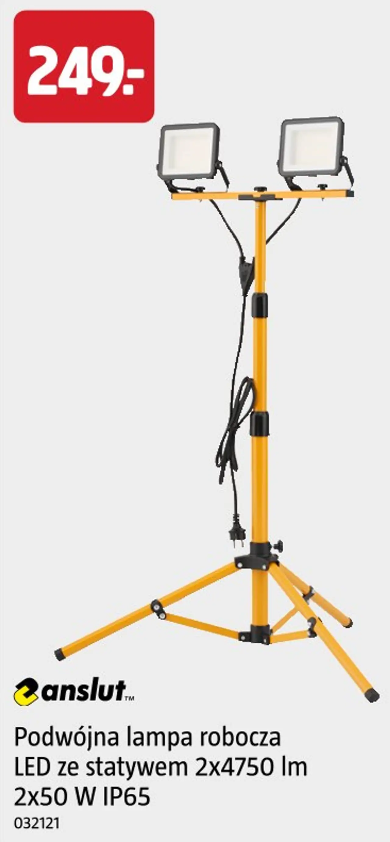 Podwójna lampa robocza LED ze statywem Anslut 2x4750 lm 2x50 W IP65