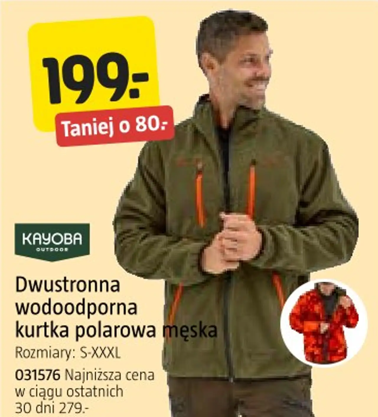Dwustronna wodoodporna kurtka polarowa męska Kayoba Outdoor