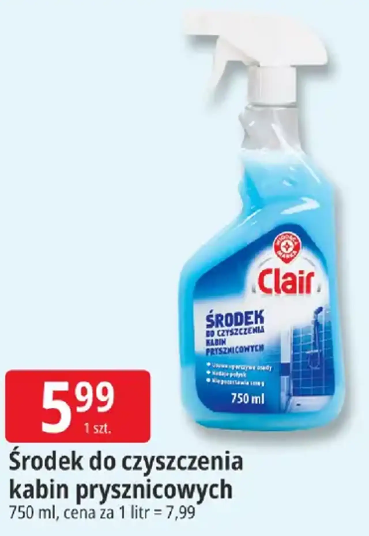 Środek do czyszczenia kabin prysznicowych Clair