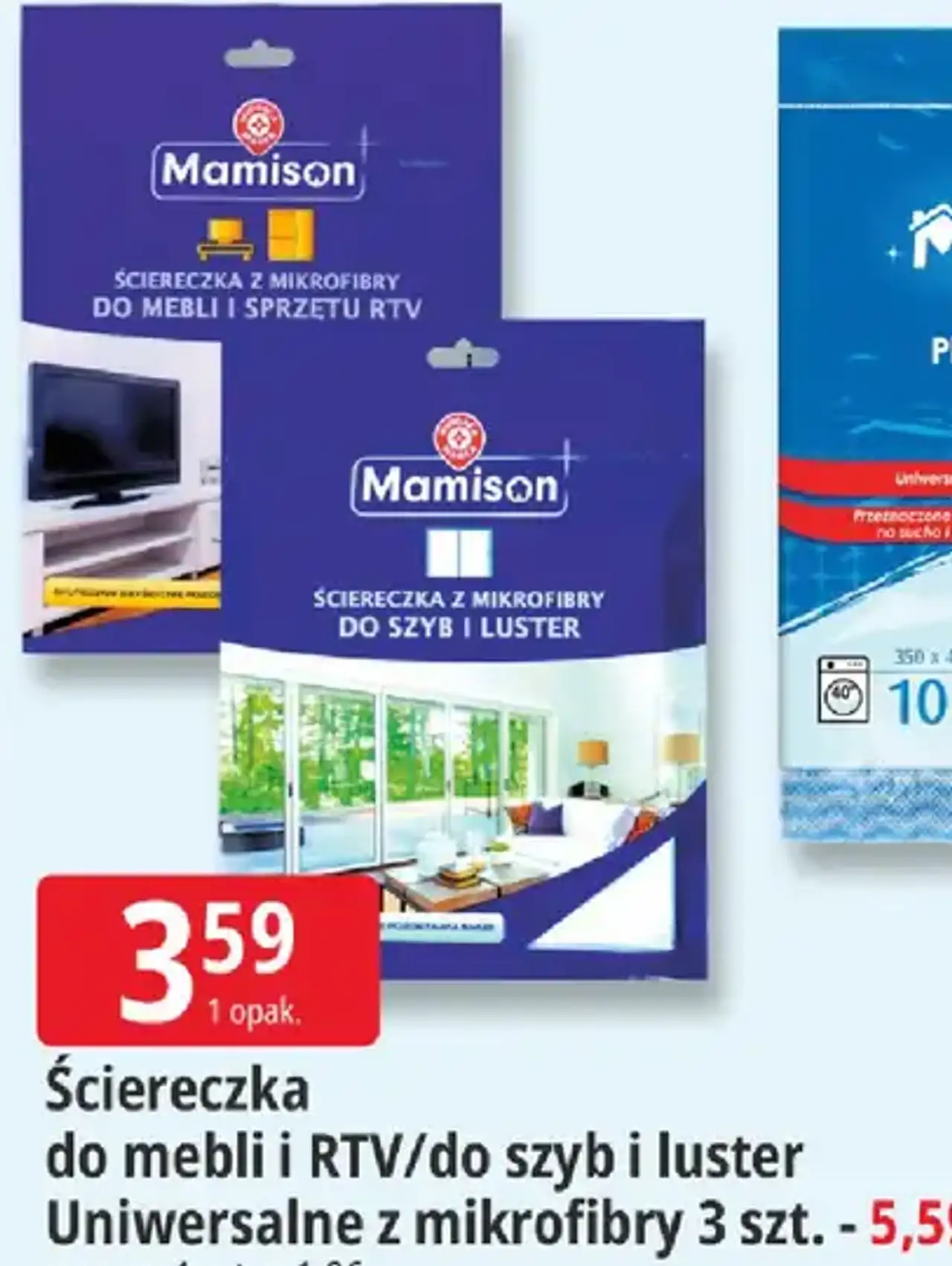 Ściereczka do mebli i RTV/do szyb i luster Uniwersalne z mikrofibry Mamison 3 szt.