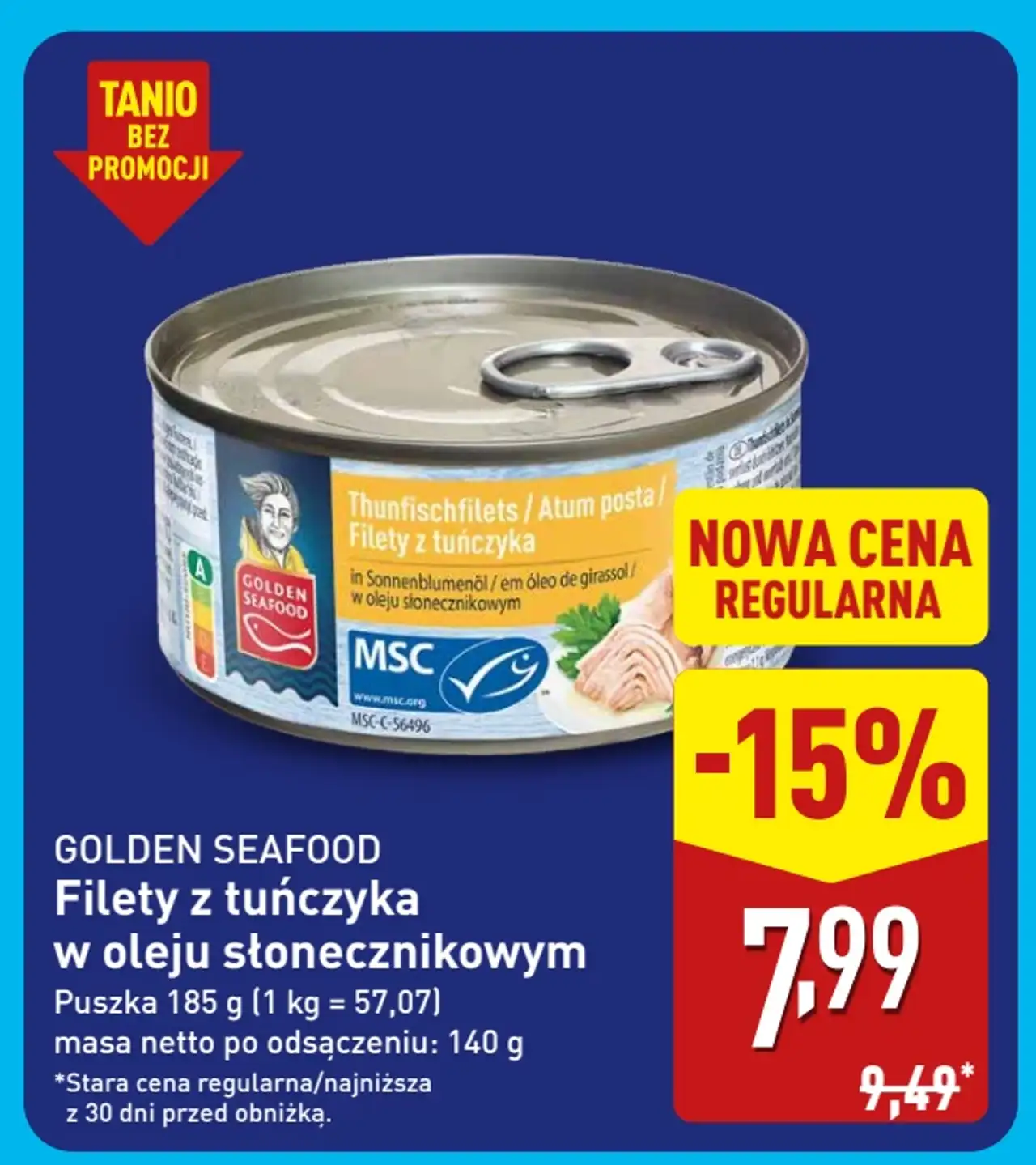 GOLDEN SEAFOOD Filety z tuńczyka w oleju słonecznikowym