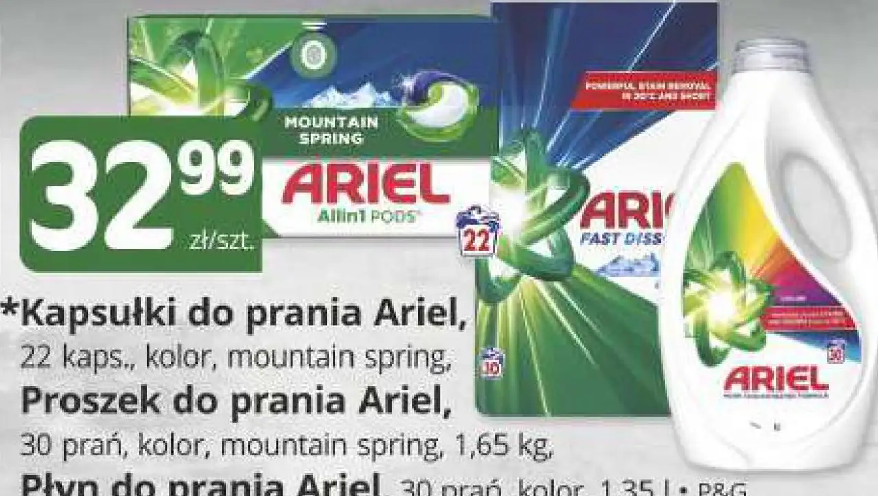 Kapsułki do prania Ariel, Proszek do prania Ariel, Płyn do prania Ariel