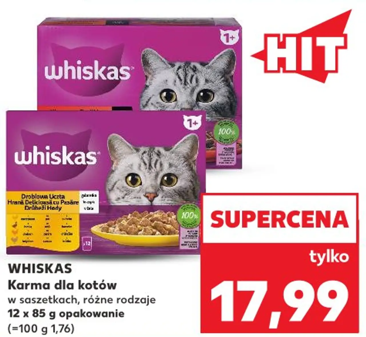 WHISKAS Karma dla kotów w saszetkach różne rodzaje