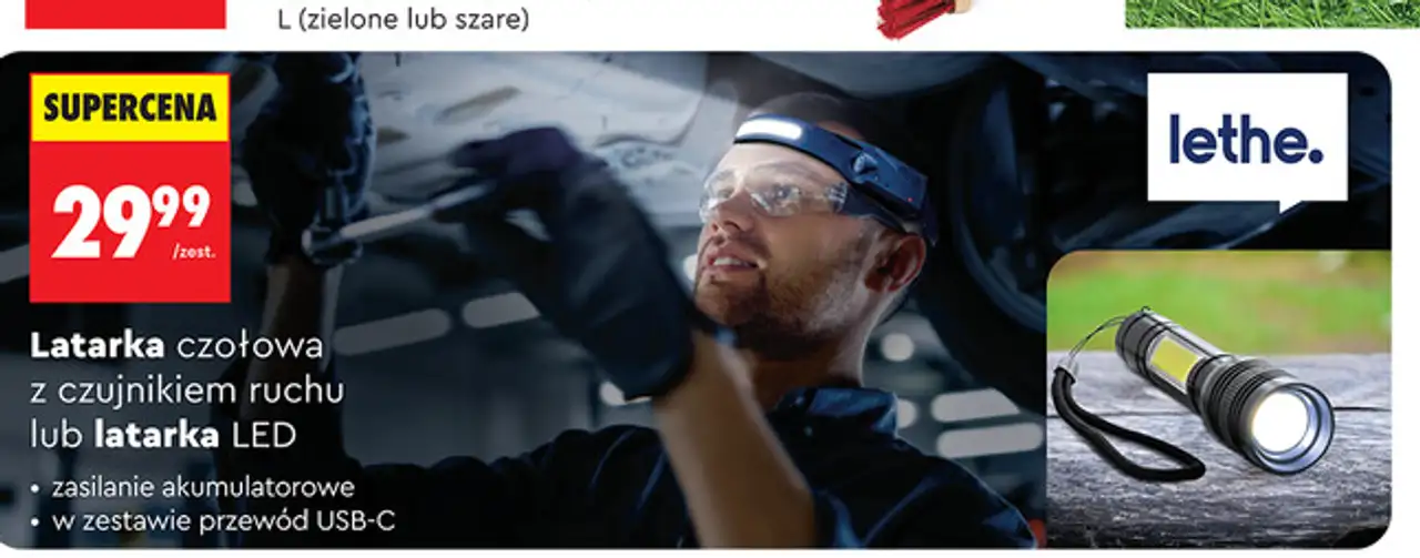 Latarka czołowa z czujnikiem ruchu lub latarka LED Lethe