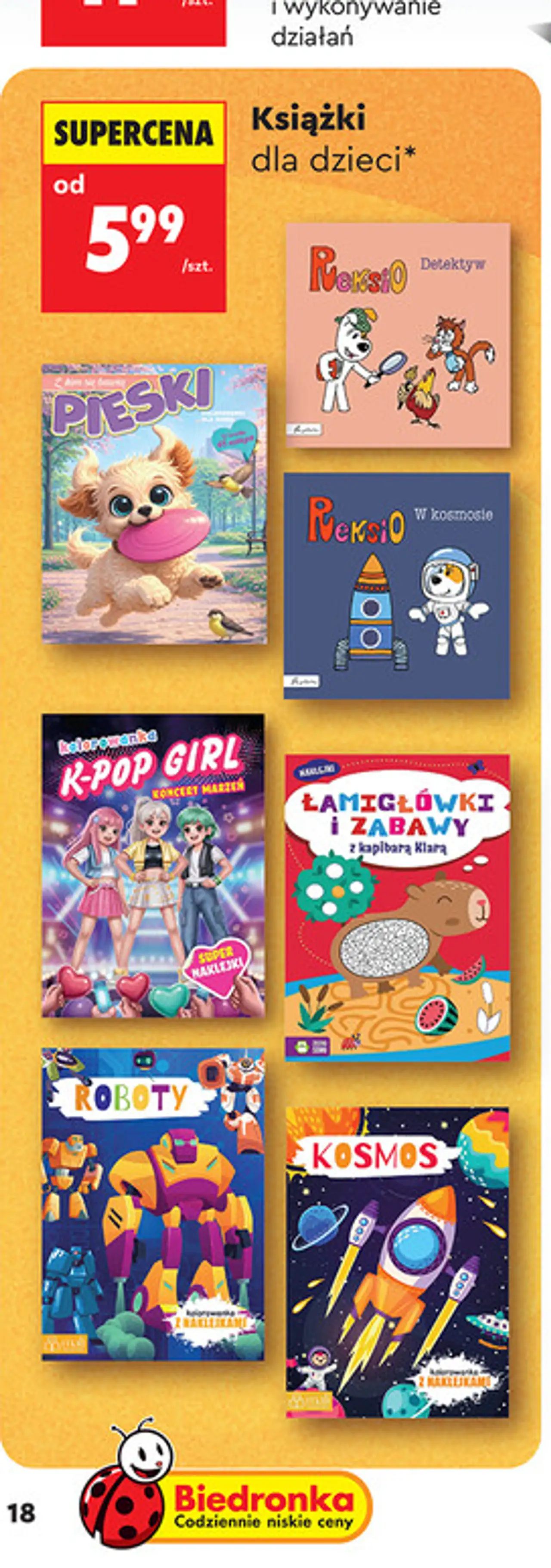 Książki dla dzieci (m.in. Pieski, Reksio, K-Pop Girl, Kosmos)